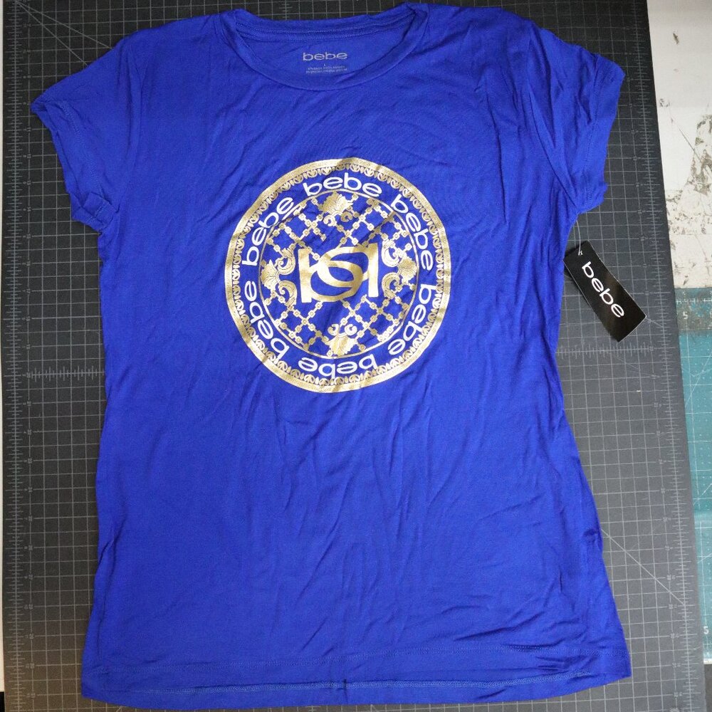 Bebe - Blue and Gold Graphic T-Shirt (5CTA1095BB)